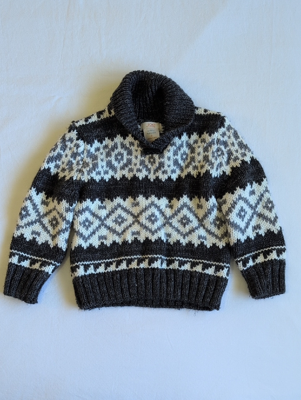 joe fresh nordic inspired shawl collar acrylic knit grandpa sweater 2T toddler